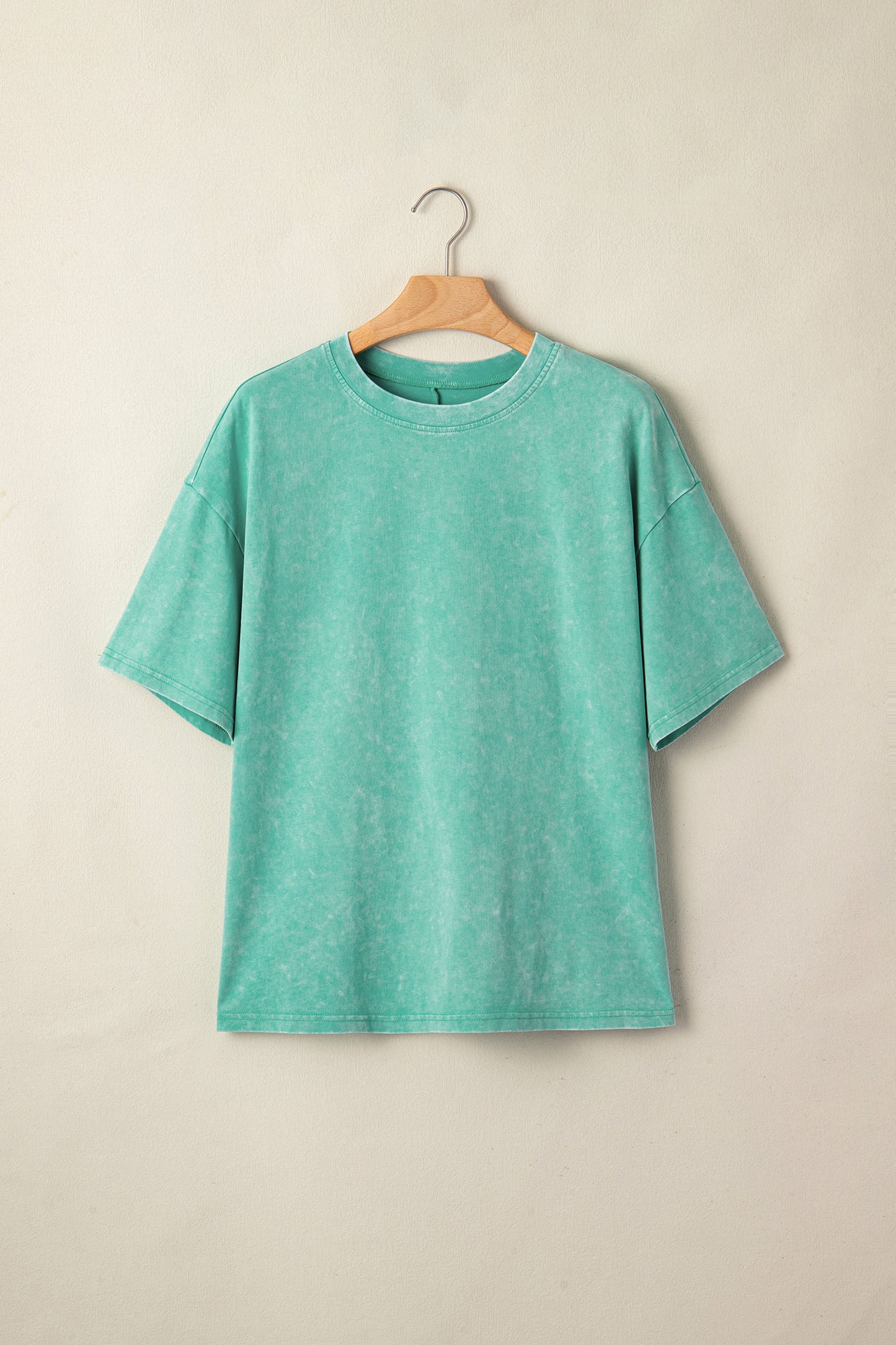 Mint Green Solid Color Cotton Mineral Washed Oversize Tee