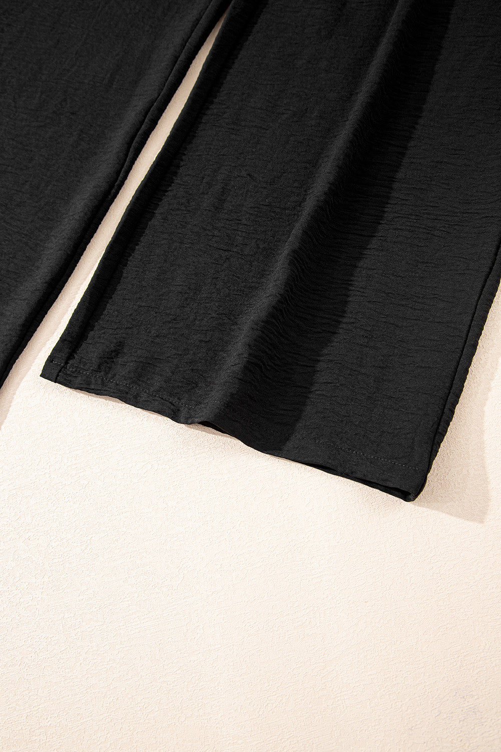 Black Buttoned Vest Drawstring Wide Leg Pants 2pcs Set