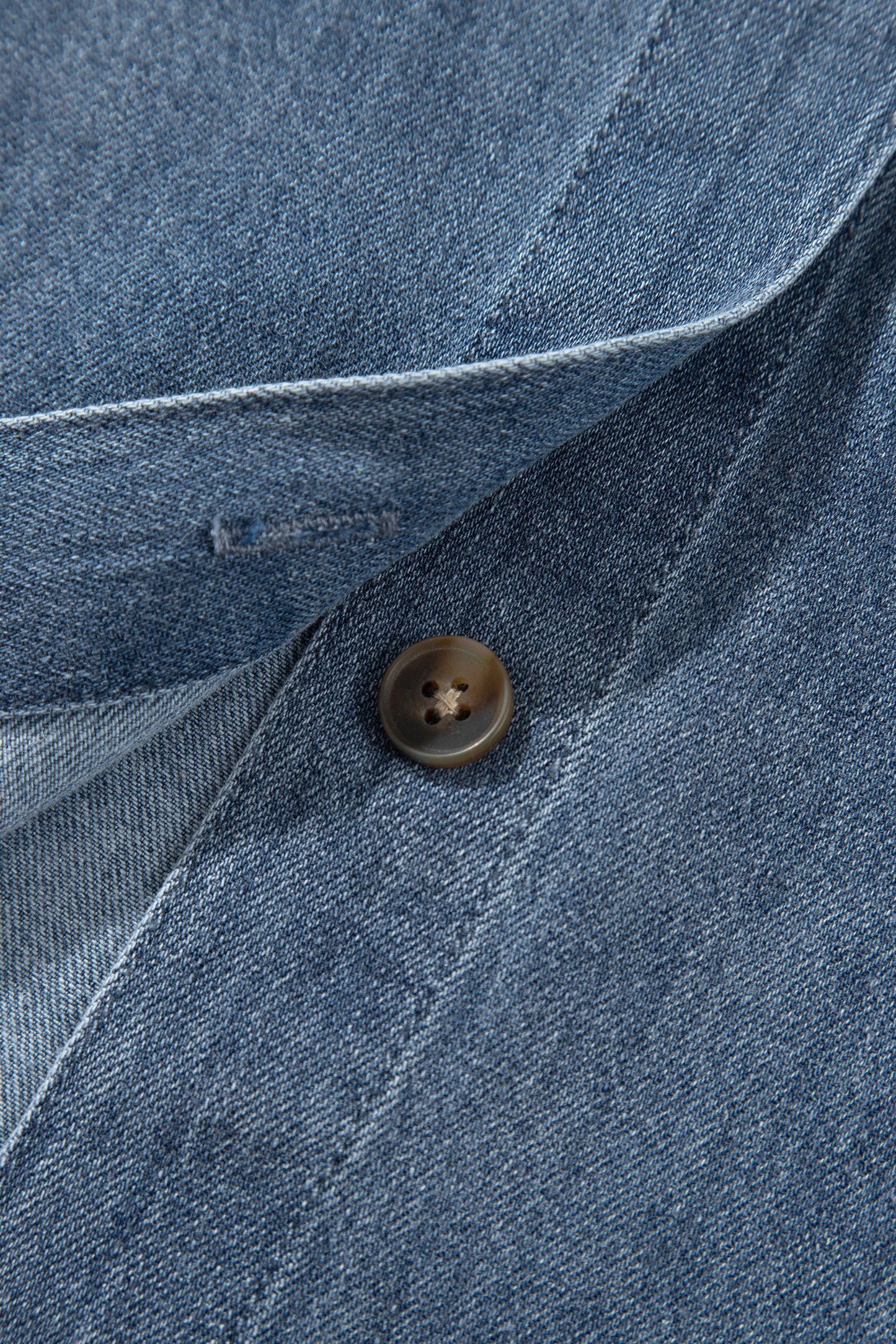 Sky Blue Color Block Pocket Detail Casual Button Down Denim Shirt