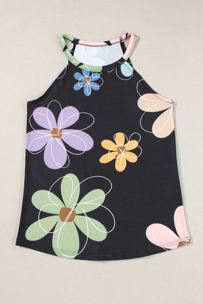 Black Sweet Floral Tank Top - Chic Meadow Boutique 