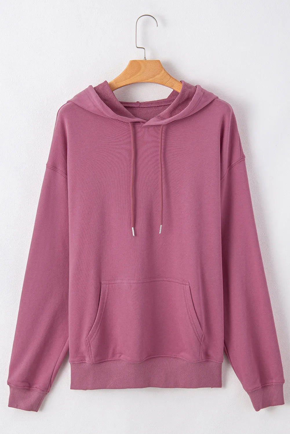 Valerian Solid Kangaroo Pocket Drawstring Loose Fit Hoodie - Chic Meadow Boutique 