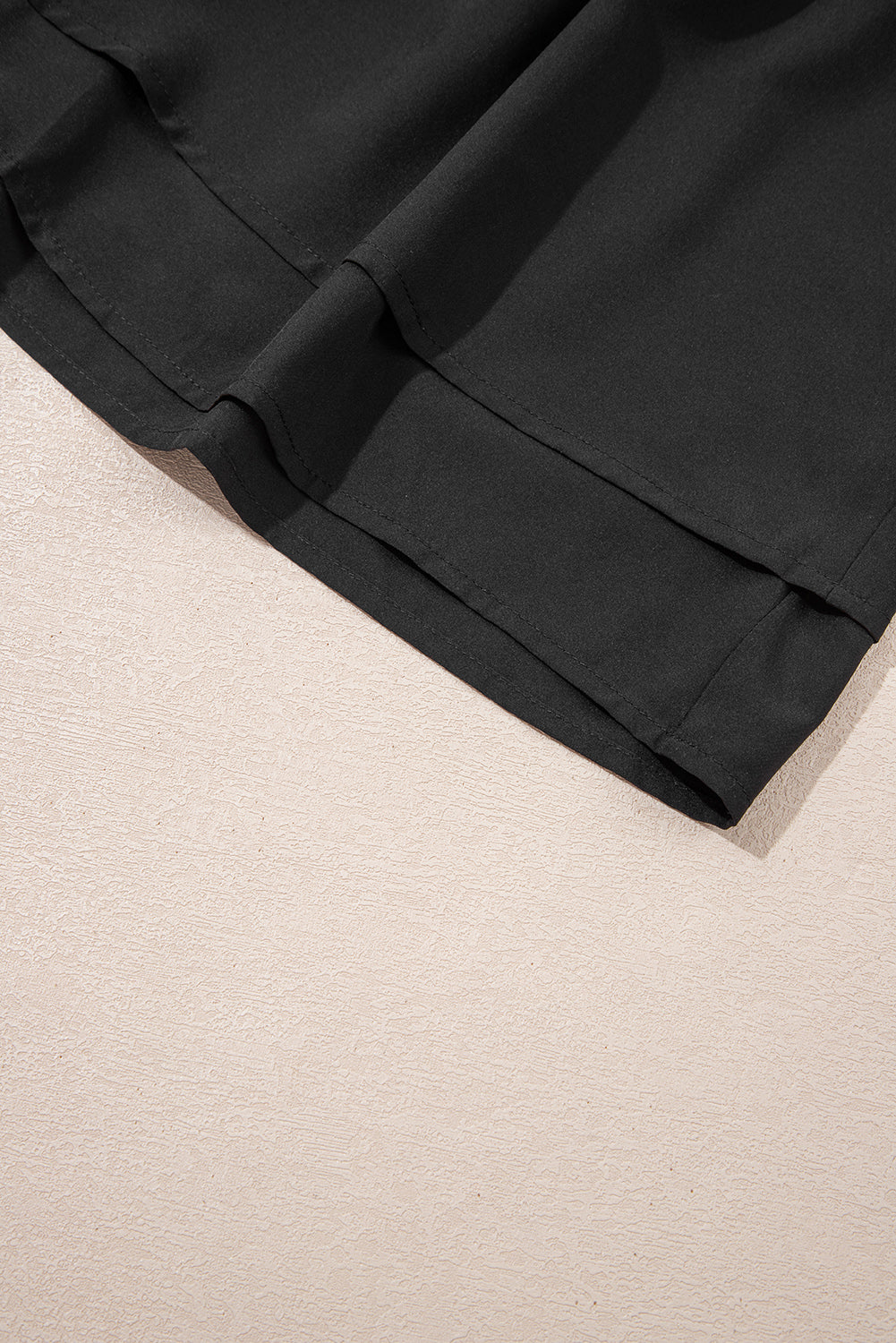 Black Crossed Waist Tiered Flowy Shorts