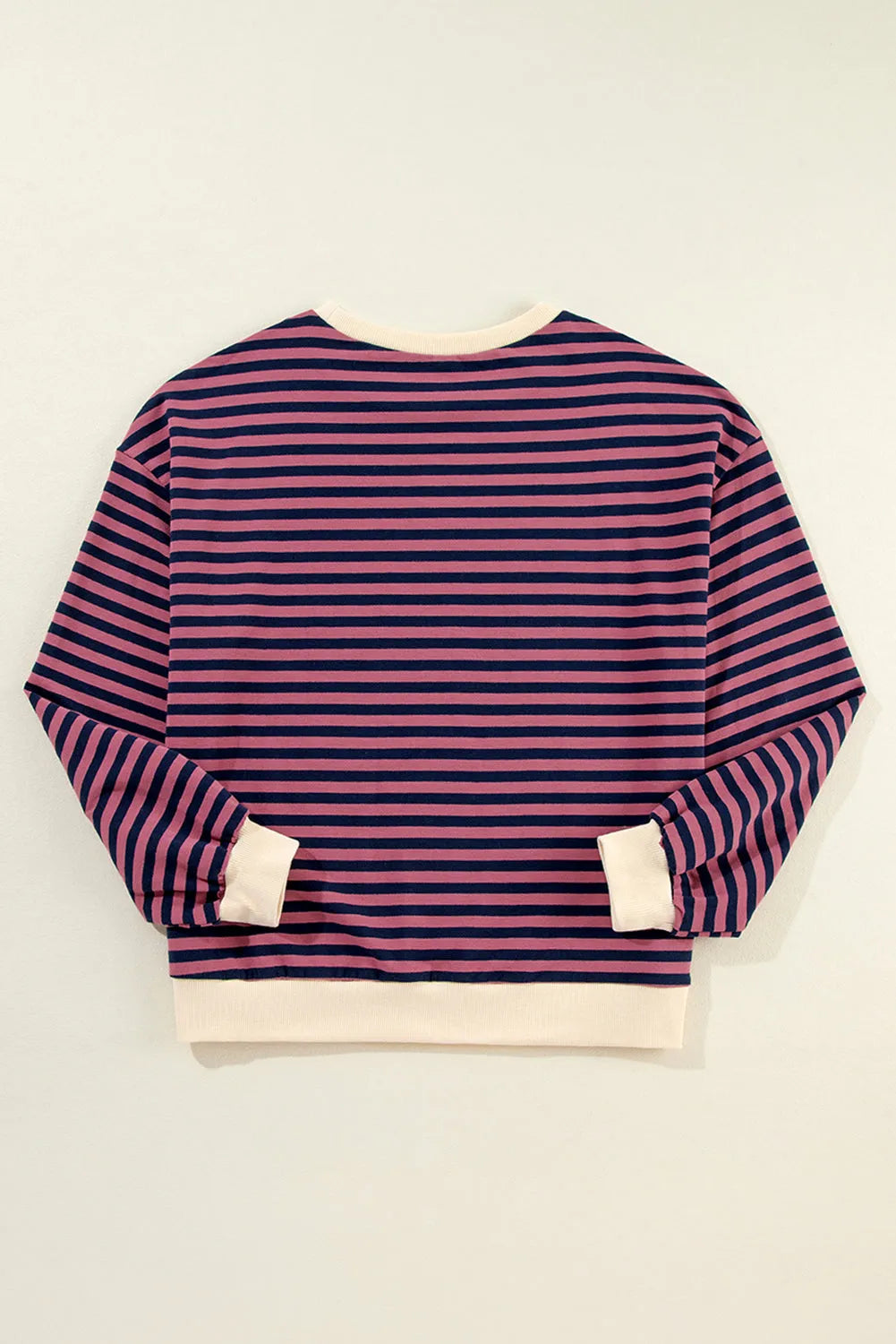 Red Stripe Oversized Contrast Trim Pullover Sweatshirt - Chic Meadow Boutique 