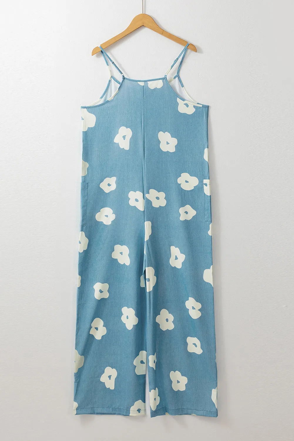 Blue Flower Wide Leg Loose Jumpsuit - Chic Meadow Boutique 