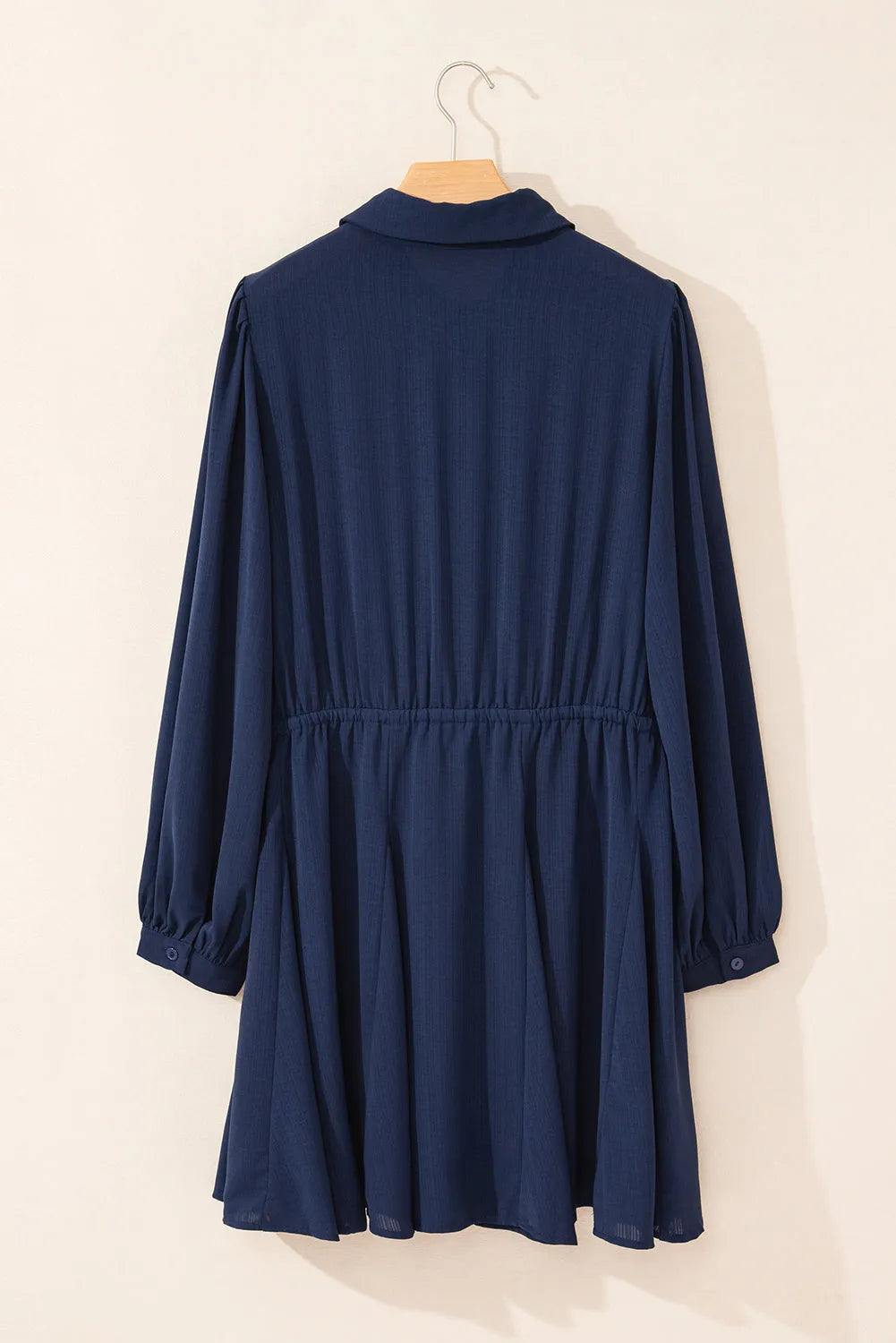 Navy Blue Solid Chest Pockets Tunic Shirt Mini Dress - Chic Meadow Boutique 