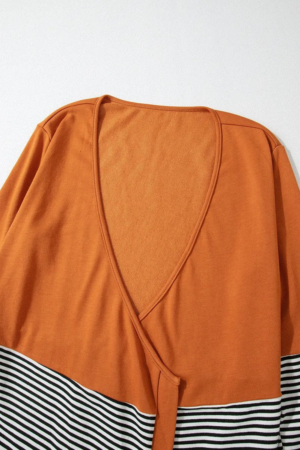 Sweaters & Cardigans/Cardigans Orange Colorblock Striped Patchwork Open Cardigan