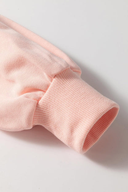 Tops/Sweatshirts & Hoodies Apricot Pink Sequined Bowknot Drop Shoulder Oversized Sweatshirt