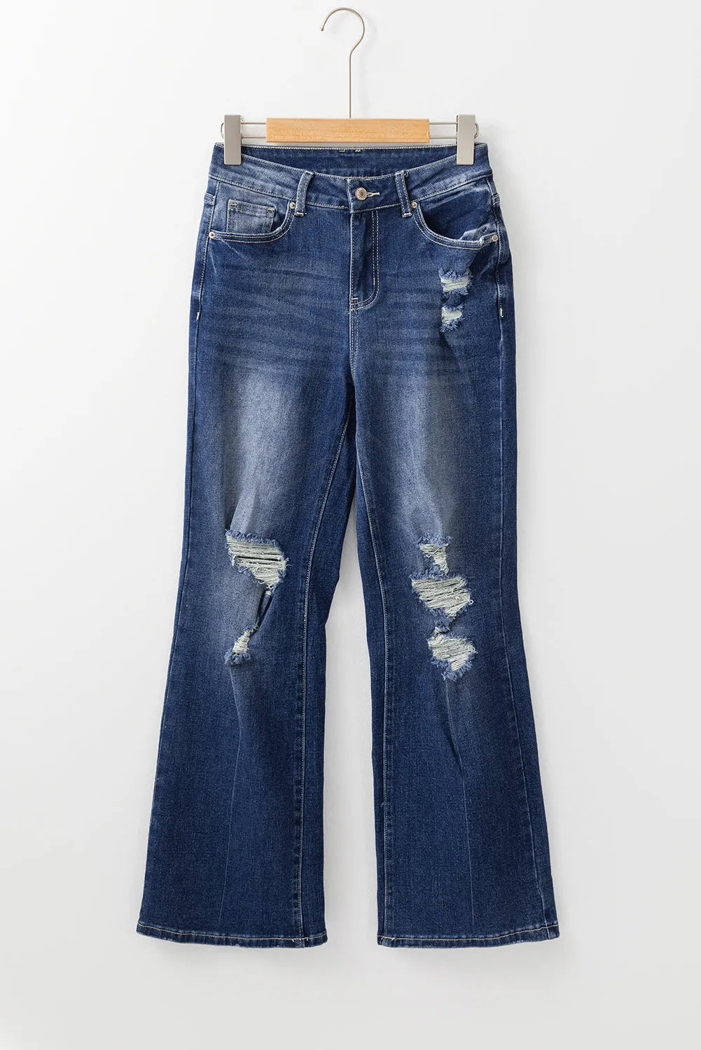 Dusk Blue Mineral Wash High Rise Ripped Jeans - Chic Meadow Boutique 