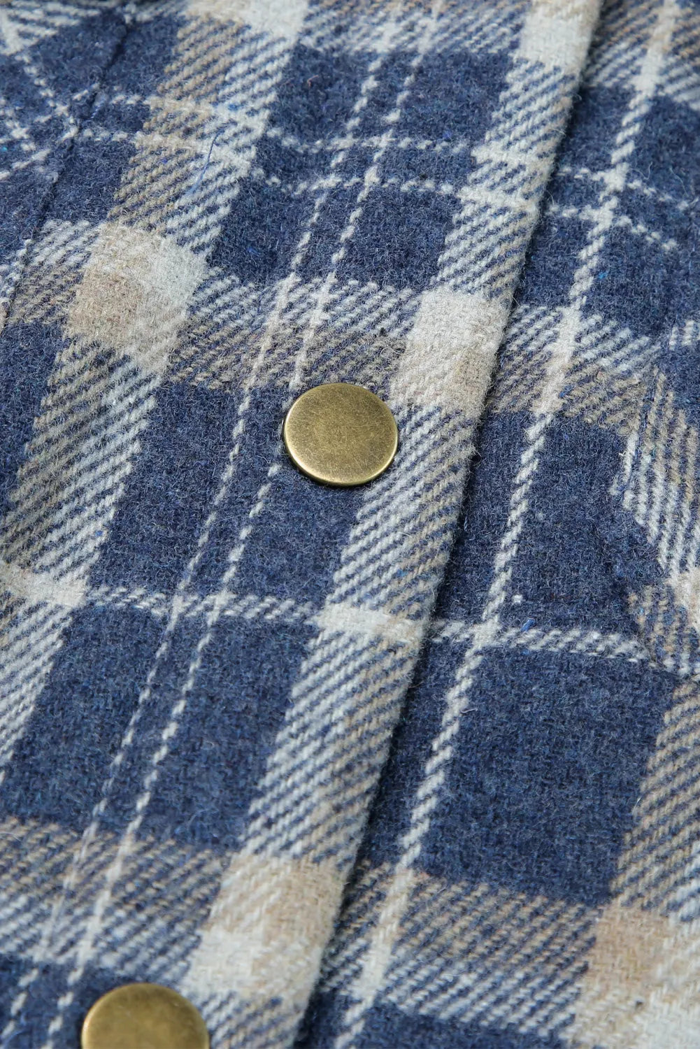 Blue Plaid Pattern Sherpa Lined Hooded Shacket - Chic Meadow Boutique 