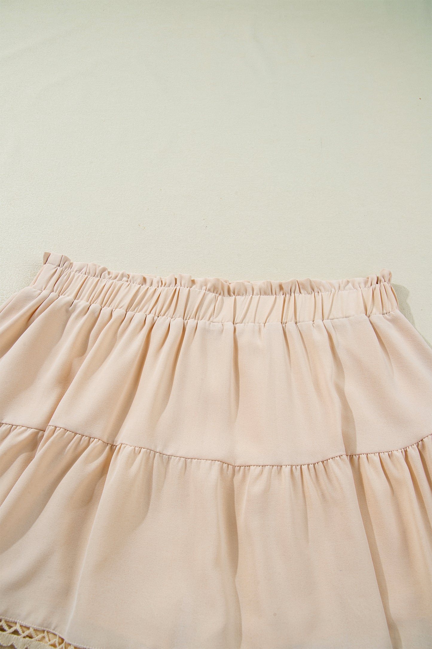Parchment Plus Size Frilled Elastic Waist Lace Trim Boho Ruffled Shorts