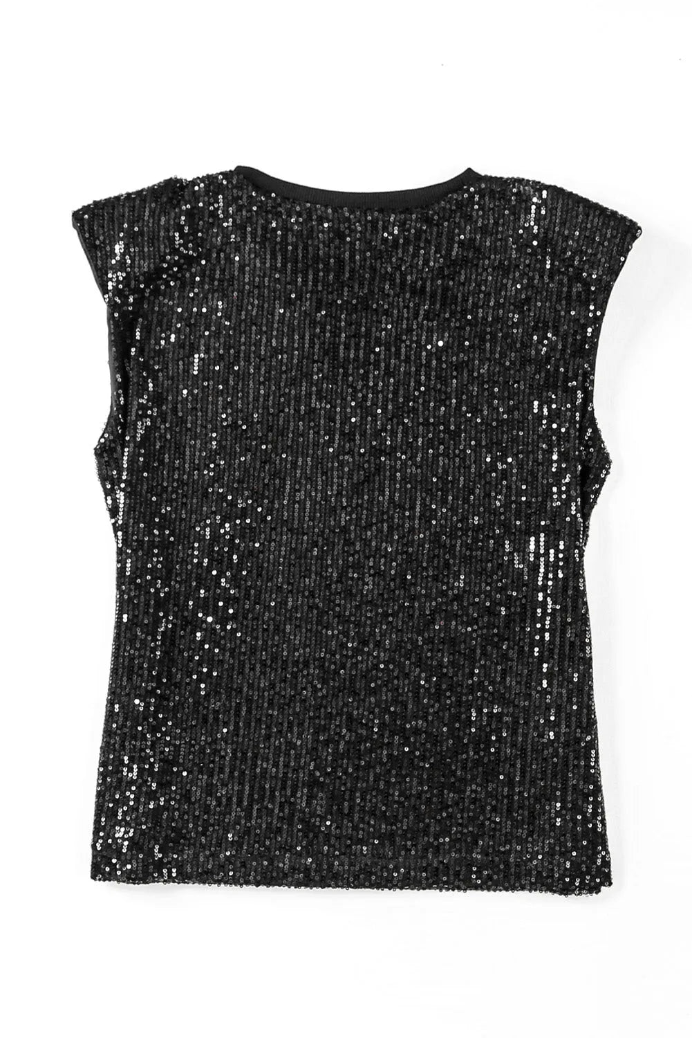 Black Apricot Sequin Round Neck Tank Top - Chic Meadow Boutique 