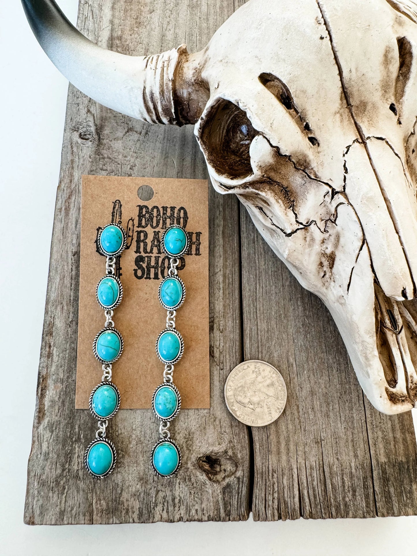 Western Oval Stone Drop stud dangle earrings - Chic Meadow Boutique 