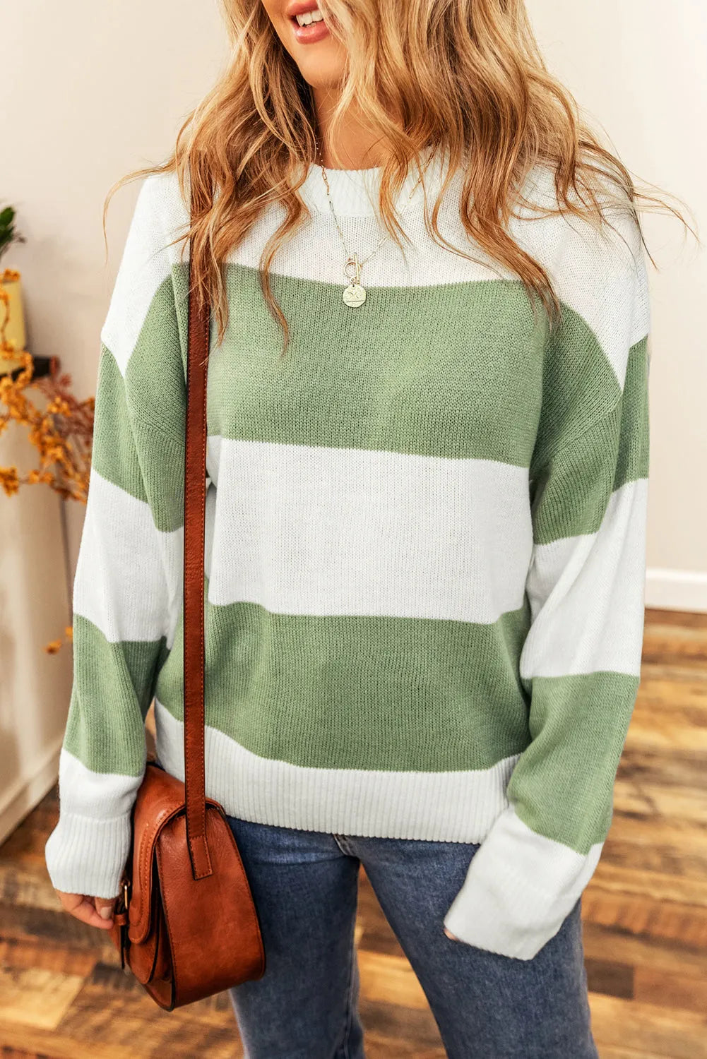 Colorblock Loose Sleeve Knit Sweater - Chic Meadow Boutique 