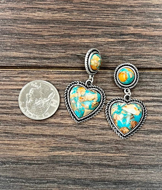 726430, Heart Gemstone Post Earrings