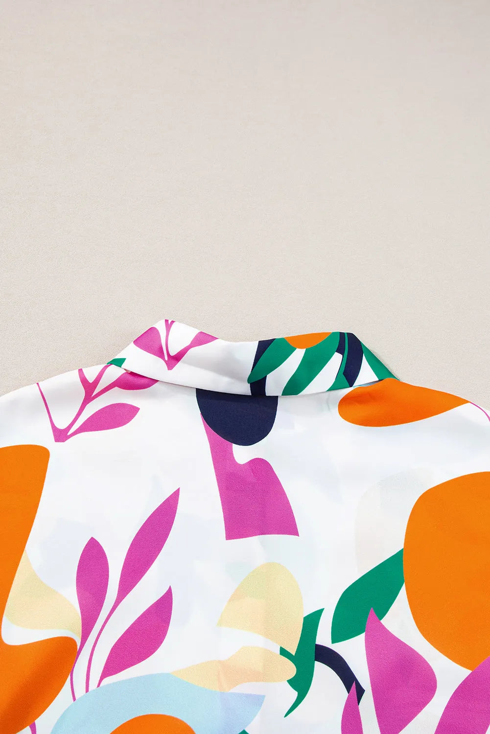 Multicolour Abstract Leafy Print Short Sleeve Shirt - Chic Meadow Boutique 