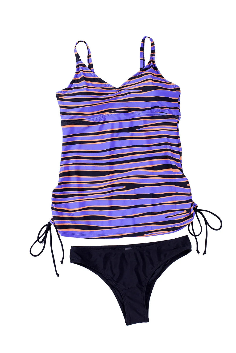 Purple Animal Stripes Lacing Tankini Swimsuit - Chic Meadow Boutique 