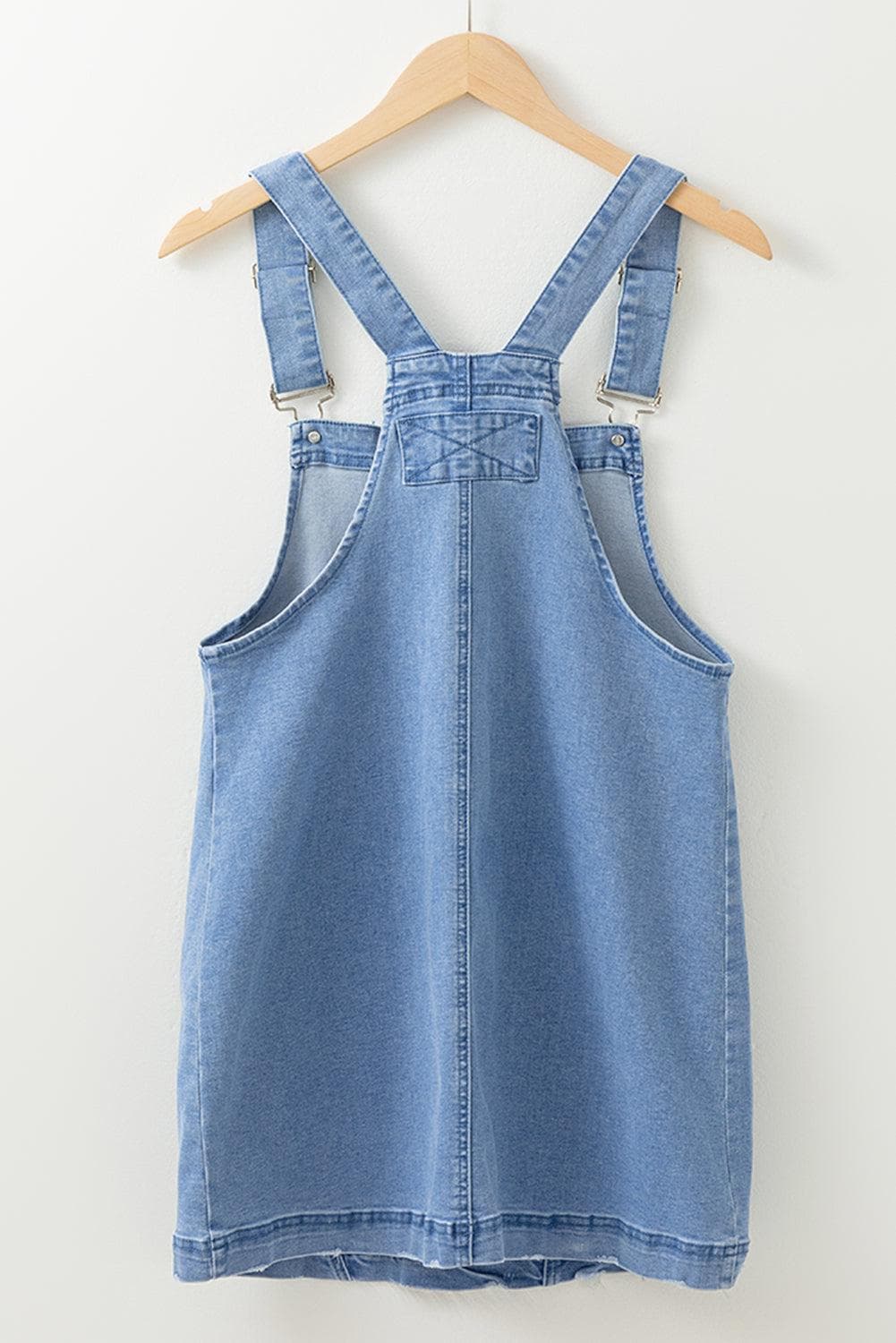 Dresses/Mini Dresses Dusk Blue Pocketed Adjustable Straps Denim Overall Dress