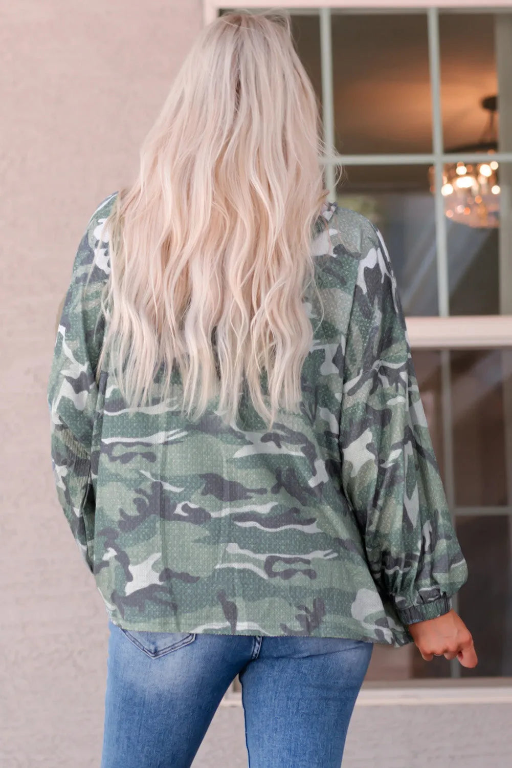 Green Long Sleeve Camo Print Oversize Hoodie - Chic Meadow Boutique 