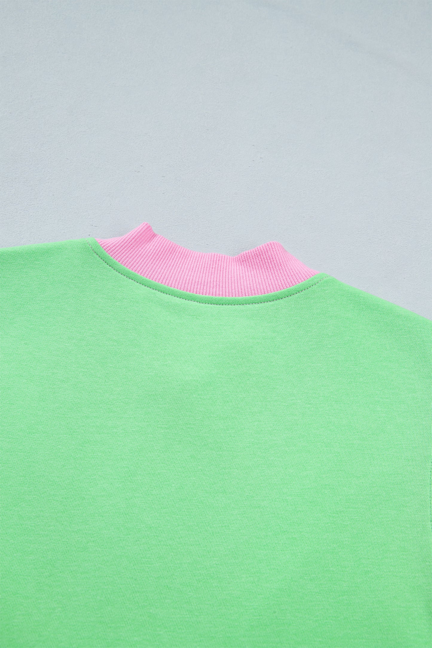 Green Color Block Accent Half Zip Top Athleisure Shorts Set