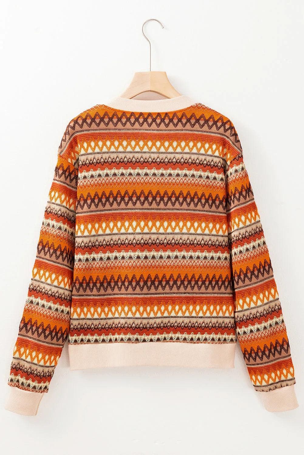 Outerwear/Jackets Orange Boho Striped Zip Up Long Sleeve Jacket