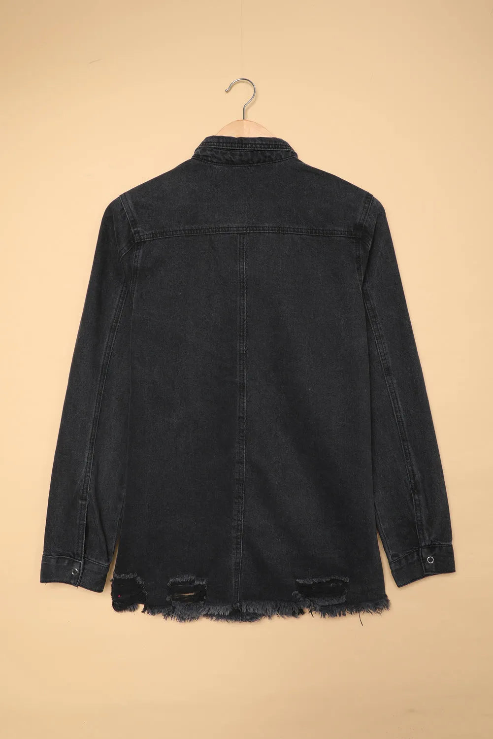 Black Ripped Denim Jacket - Chic Meadow Boutique 