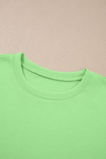 Green Solid Cover Oversize Tee Pocketed Casual Pants 2pcs Outfit