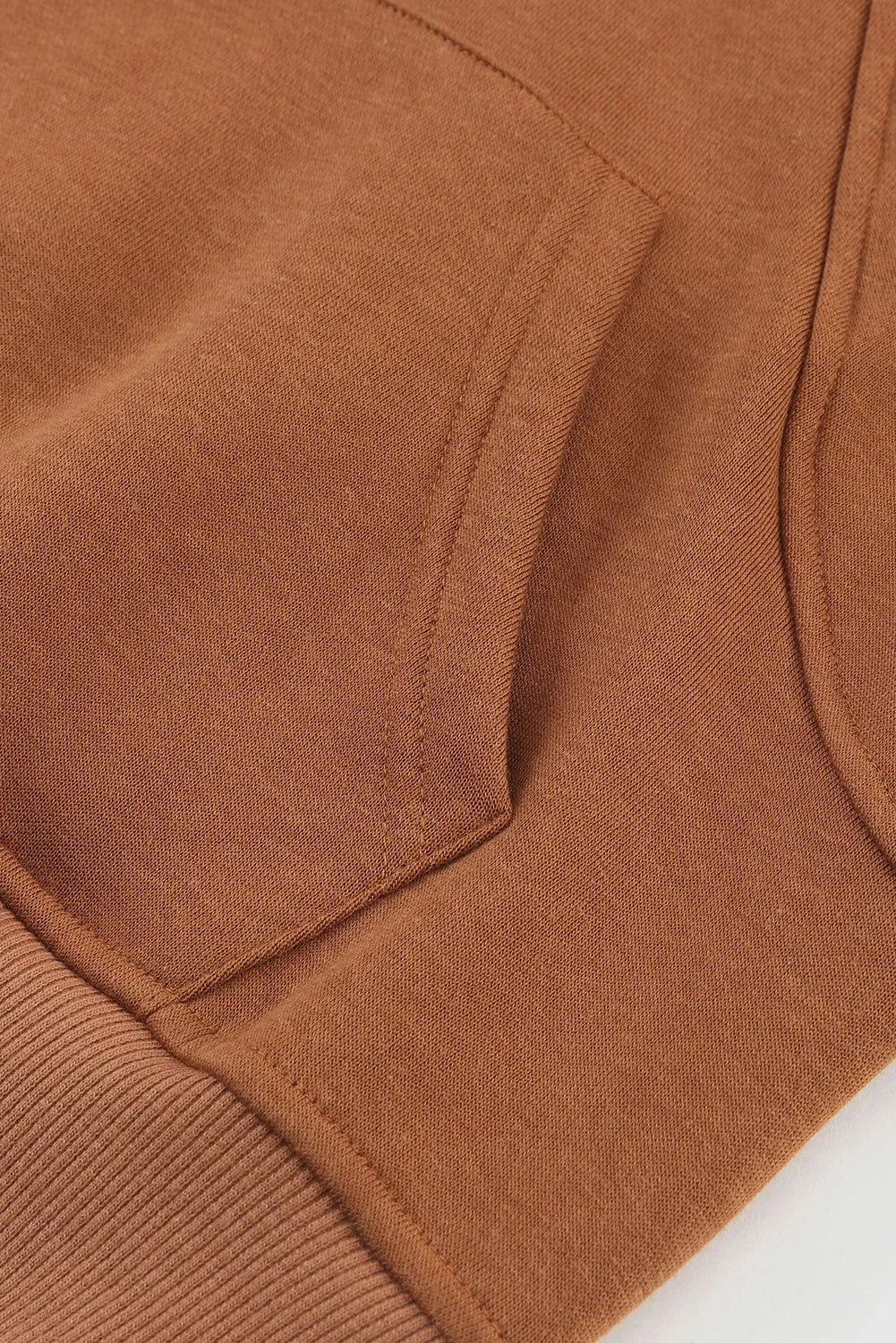 Brown Quarter Zip Kangaroo Pocket Hoodie - Chic Meadow Boutique 