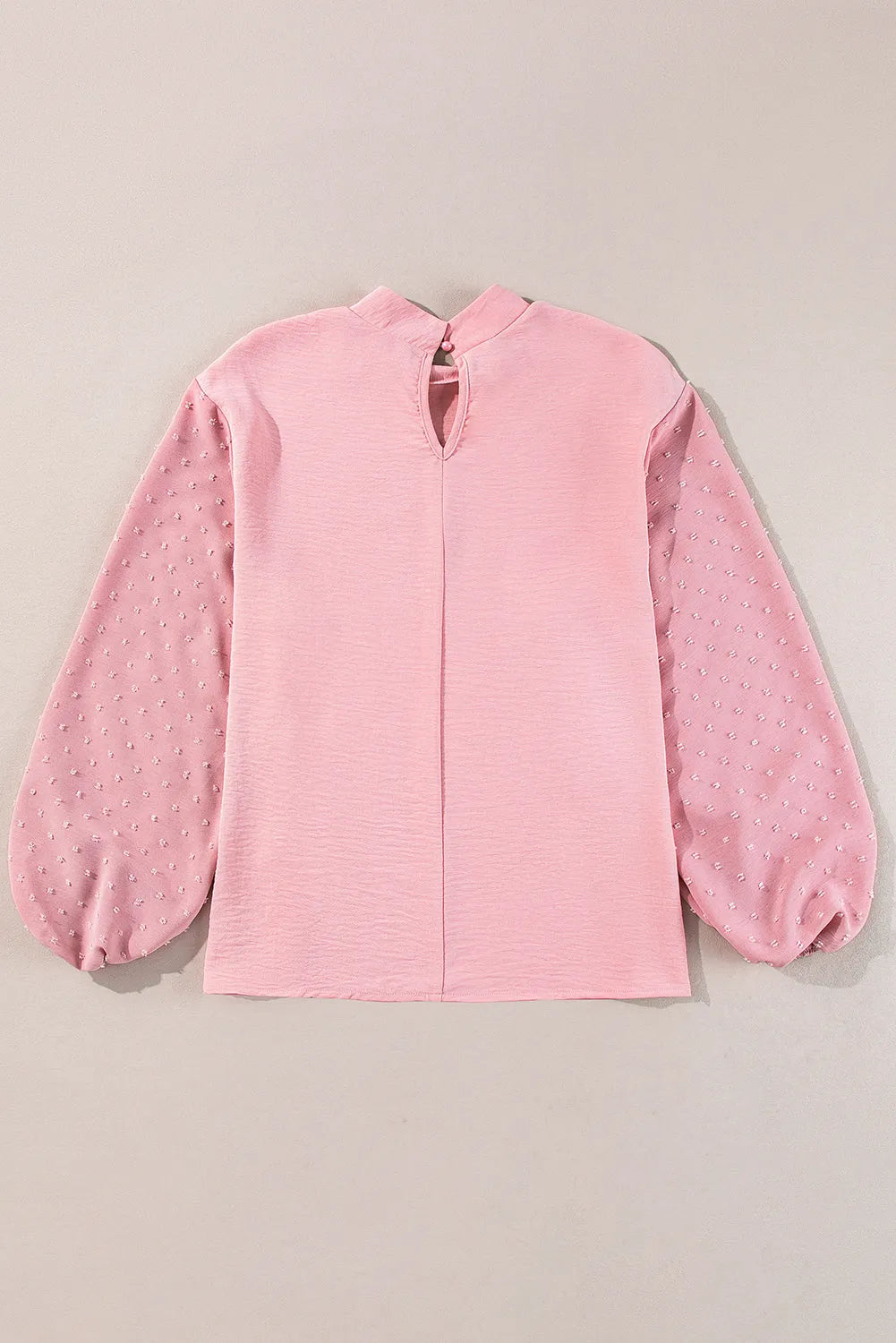 Gossamer Pink Swiss Dot Balloon Sleeve Loose Blouse - Chic Meadow Boutique 