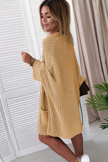 Apricot Oversized Fold Over Sleeve Sweater Cardigan - Chic Meadow Boutique 