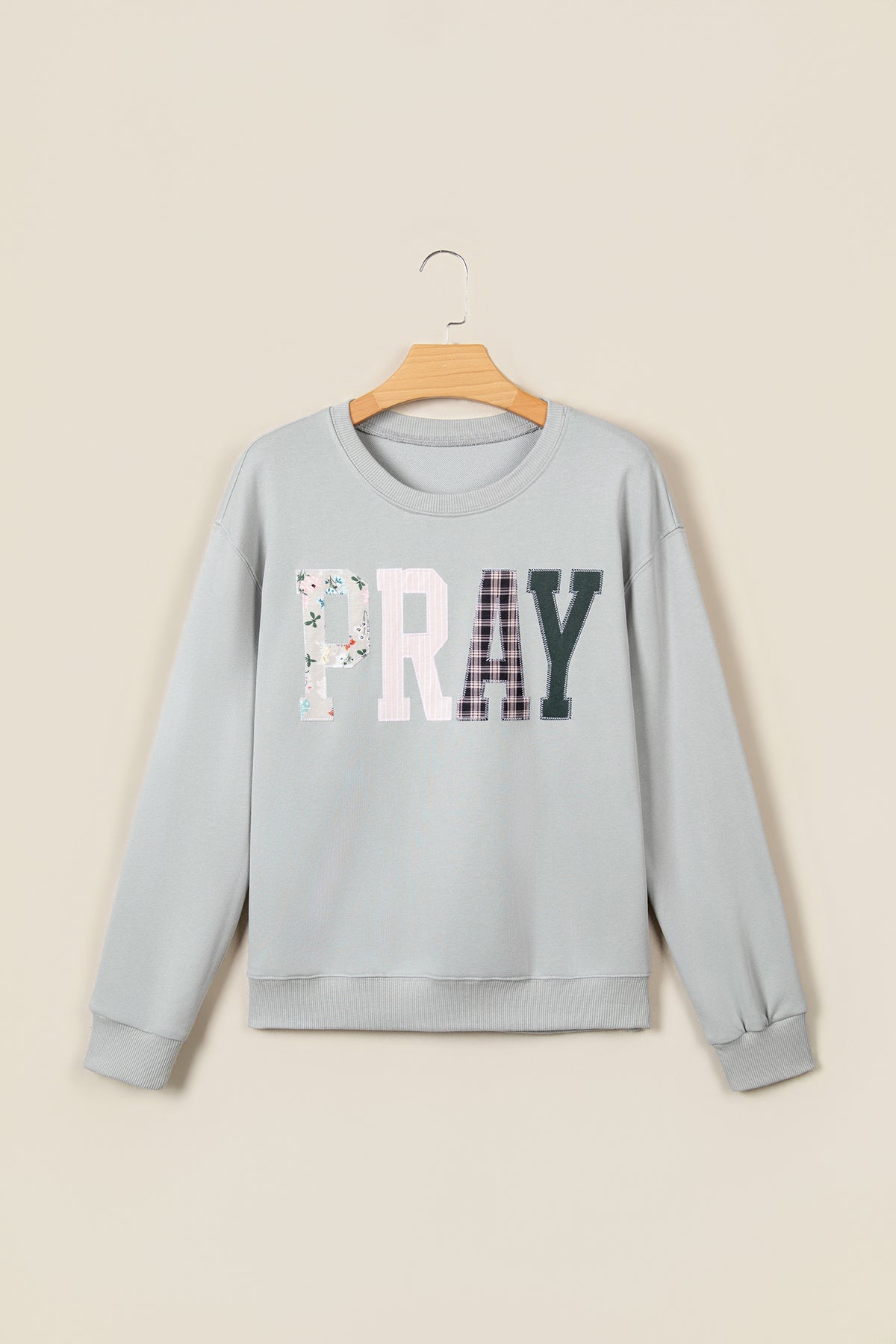 Green Bay Floral Buffalo Plaid Striped Embroidered Patch Western Pullover Sweatshirt