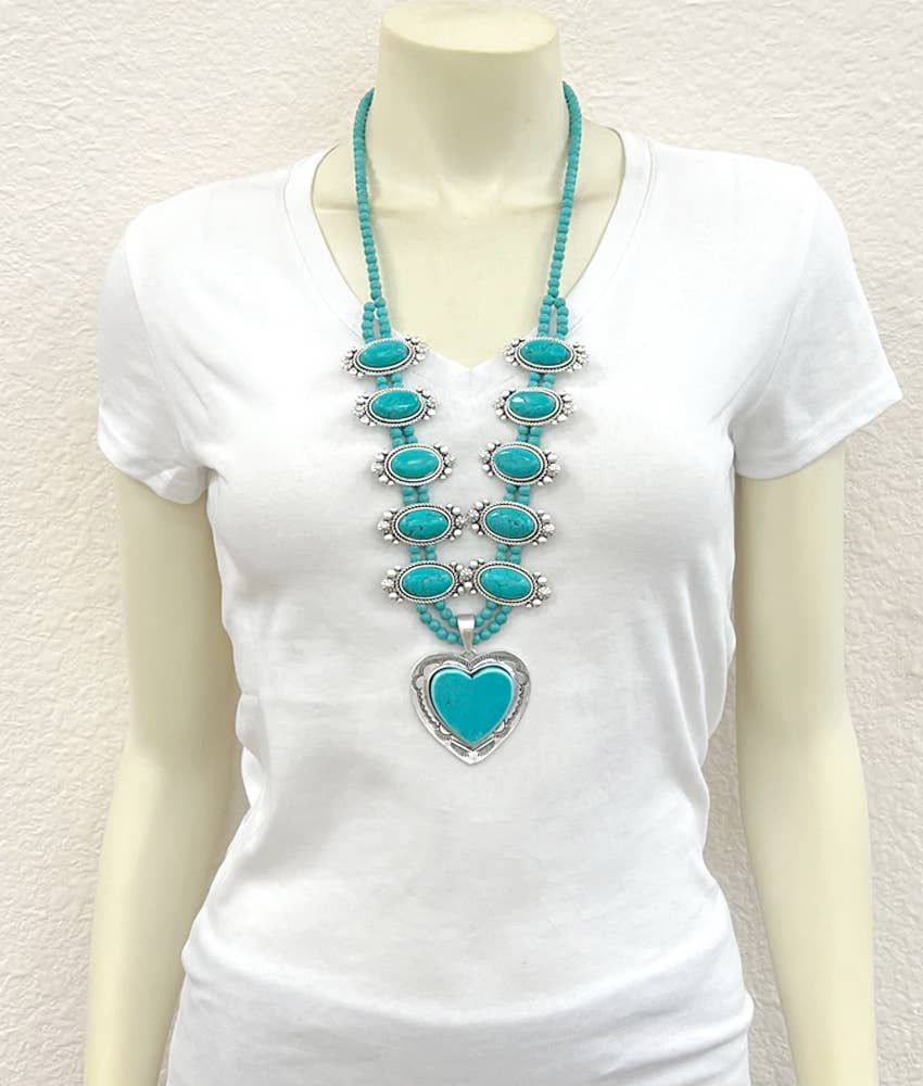 Squash Blossom Turquoise Necklace