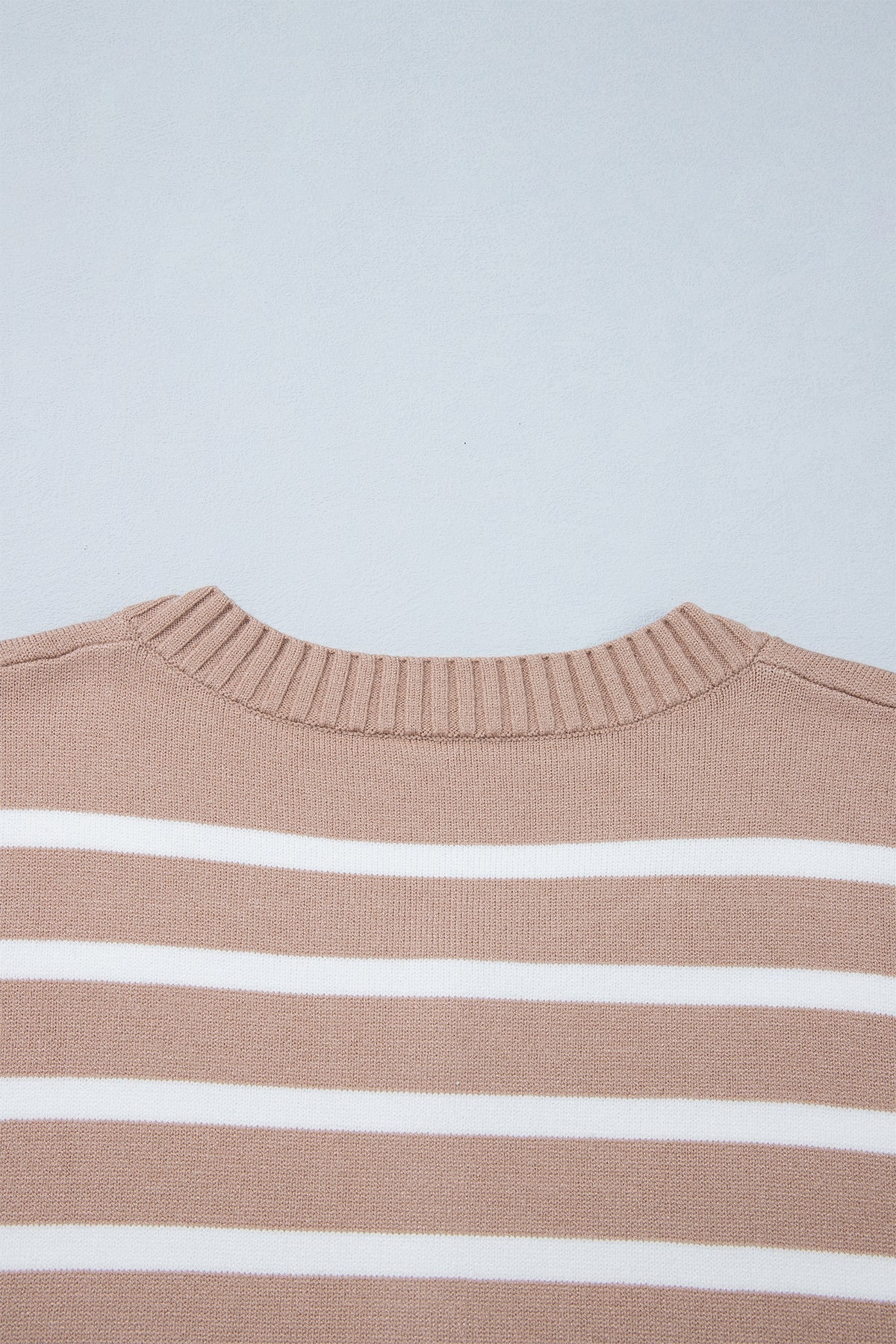 Khaki Stripe Button Down Short Sleeve Knit Plus Size Cardigan