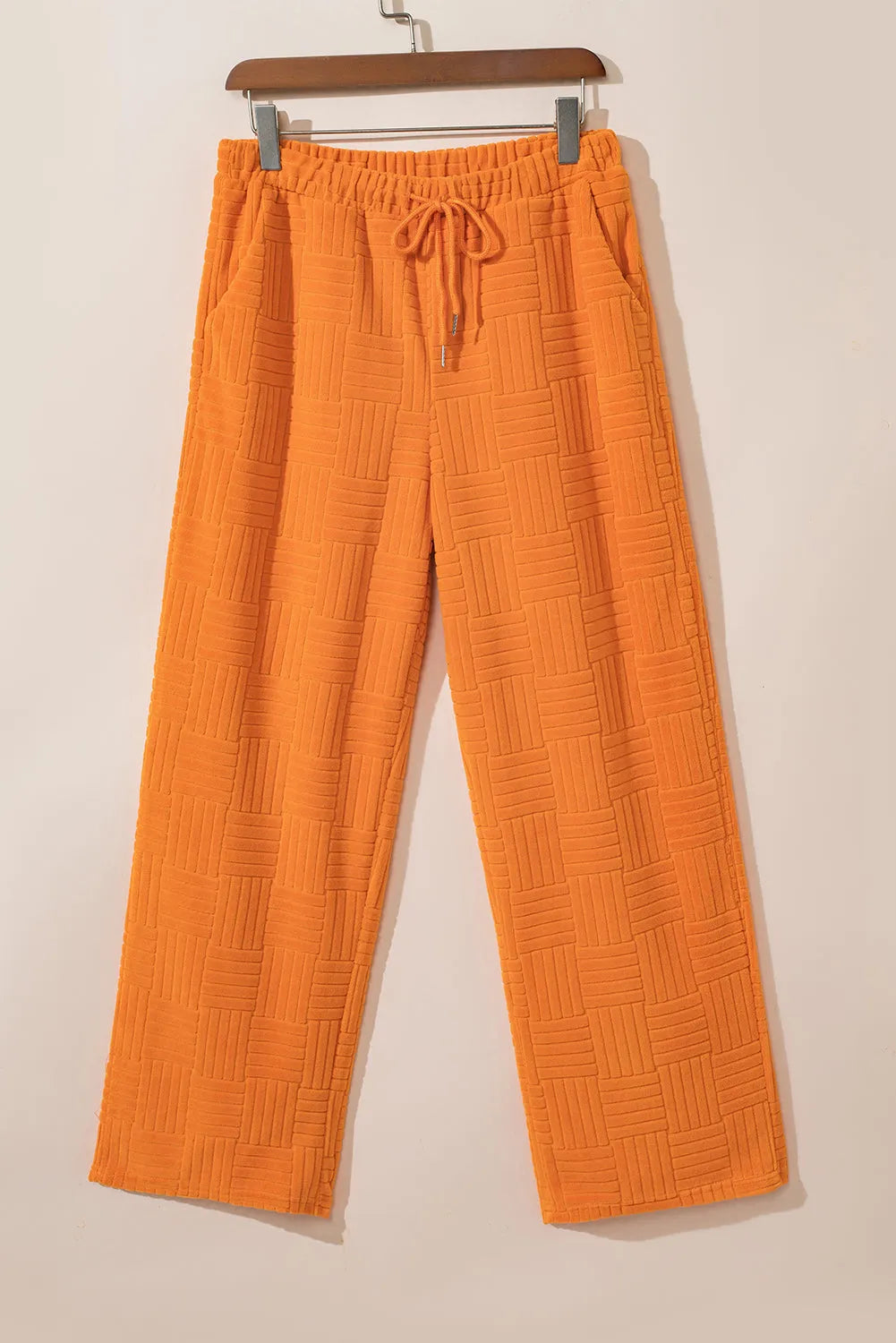 Orange Textured Tank Top and Wide Leg Pants Set - Chic Meadow Boutique 