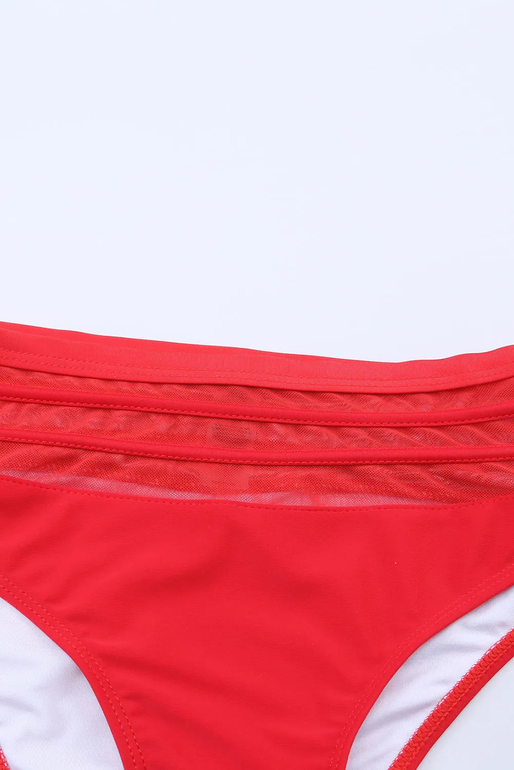 Fiery Red Scalloped Criss Cross High Waist Bikini - Chic Meadow Boutique 