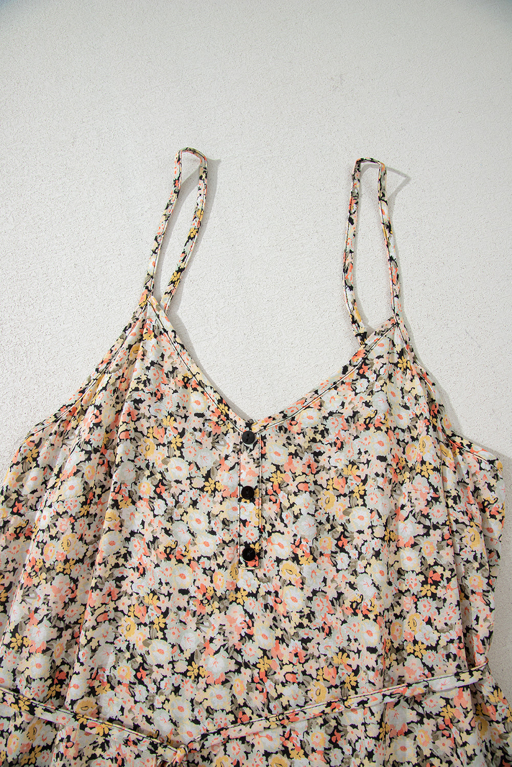 Khaki Boho Floral Printed Tie Waist Flared Sundress