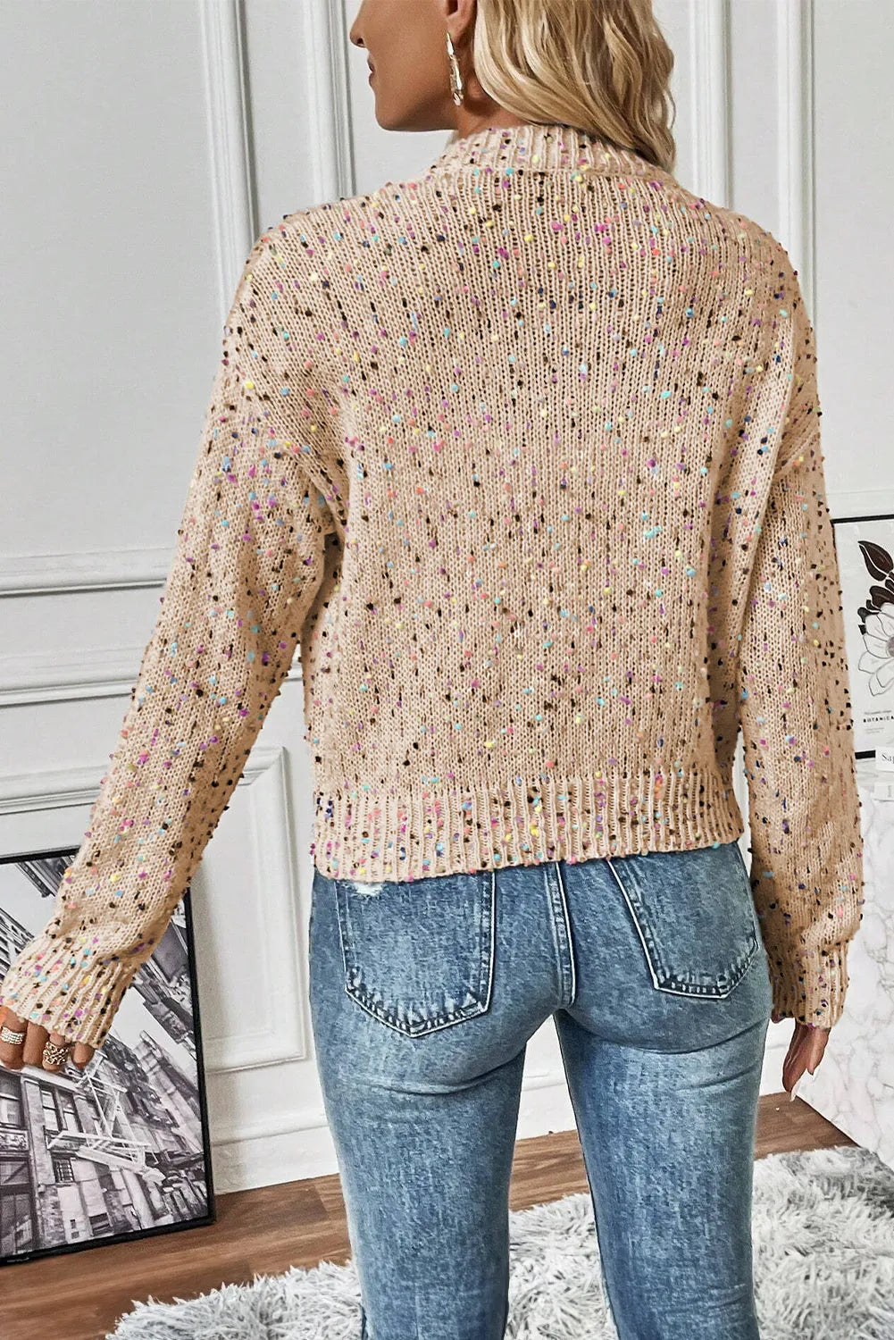 Apricot Multicolor Confetti Sweater Cardigan - Chic Meadow Boutique 