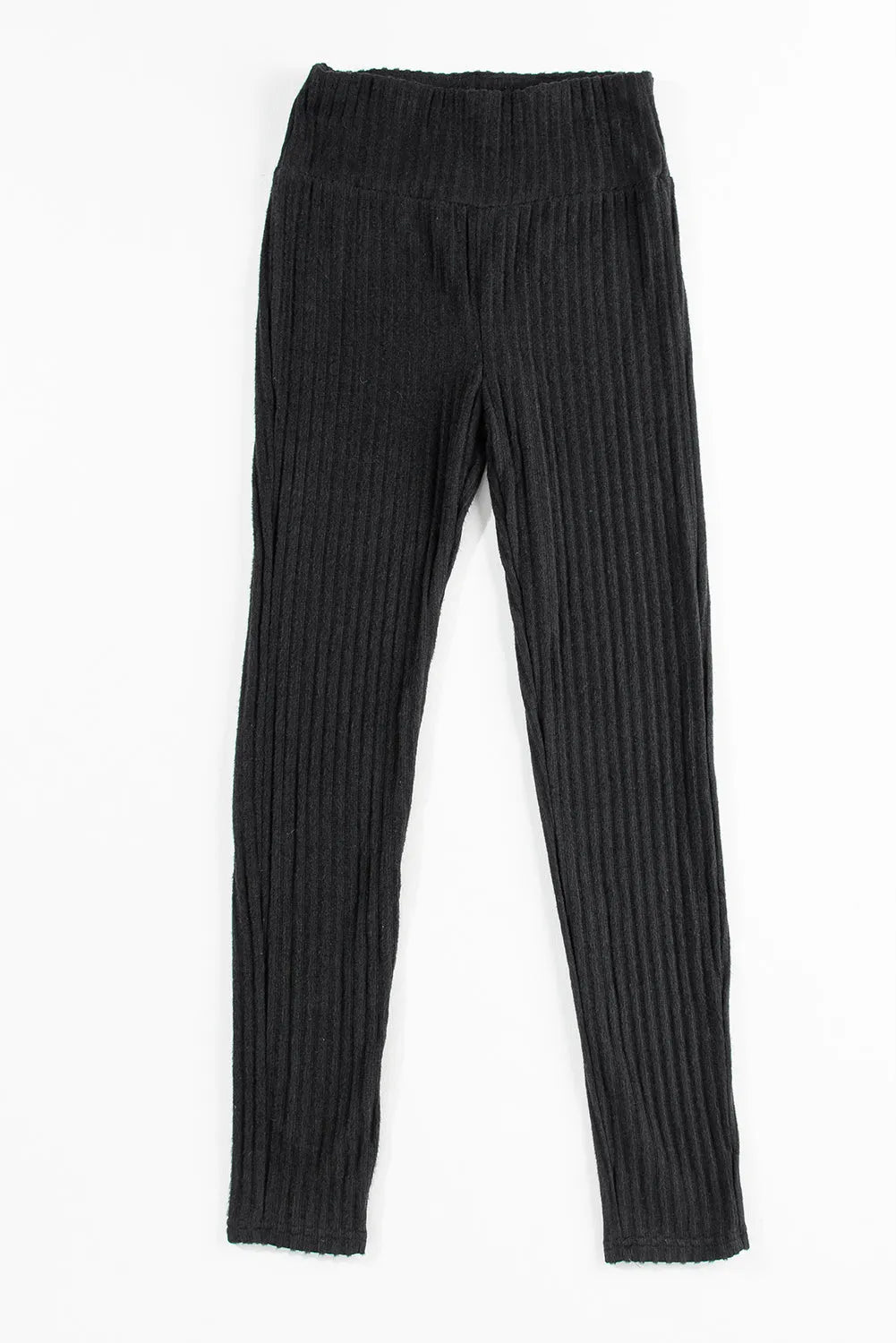 Black Wide Waistband Ribbed Textured Knit Leggings - Chic Meadow Boutique 