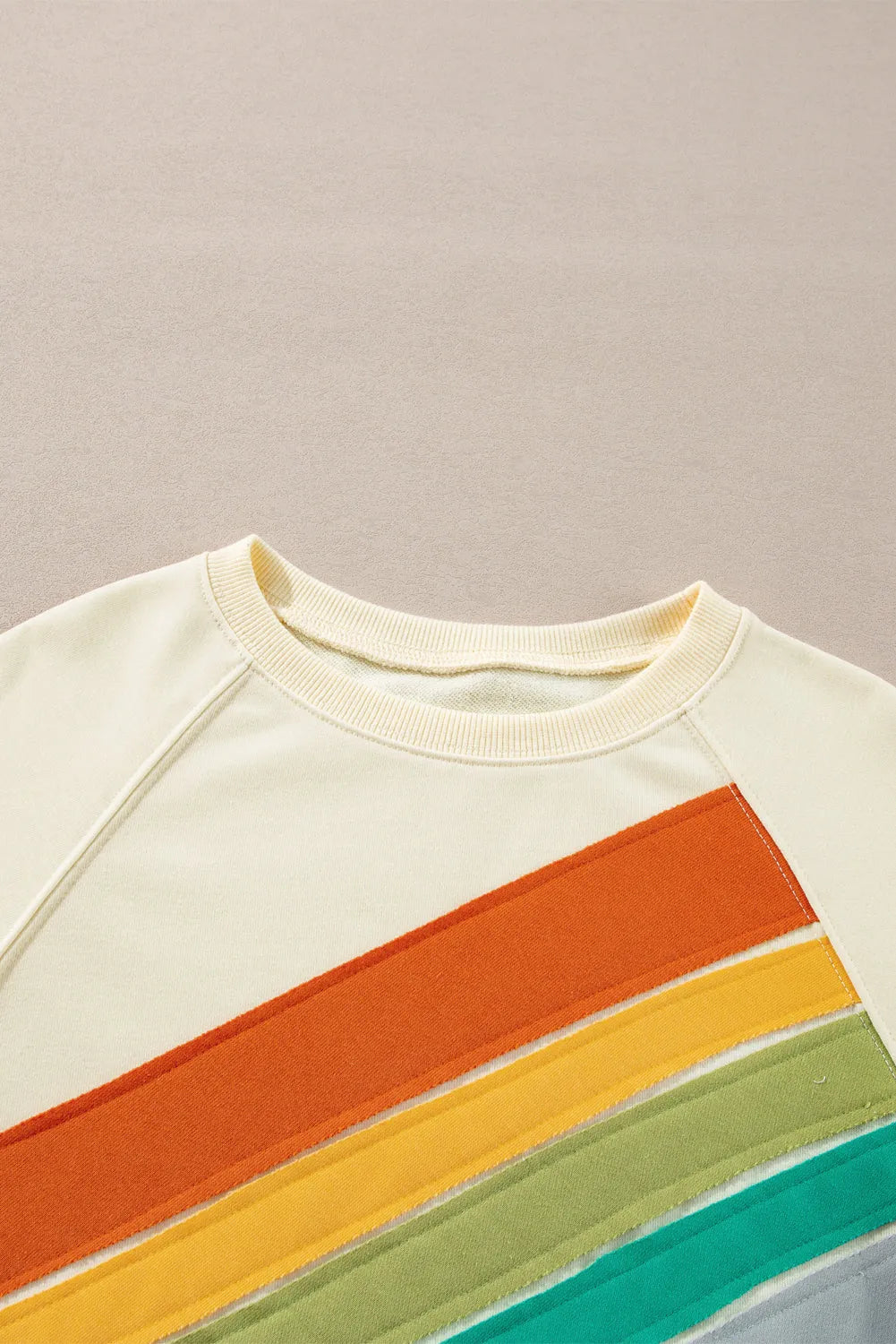 Apricot Rainbow Colorblock Striped Pullover Sweatshirt - Chic Meadow Boutique 