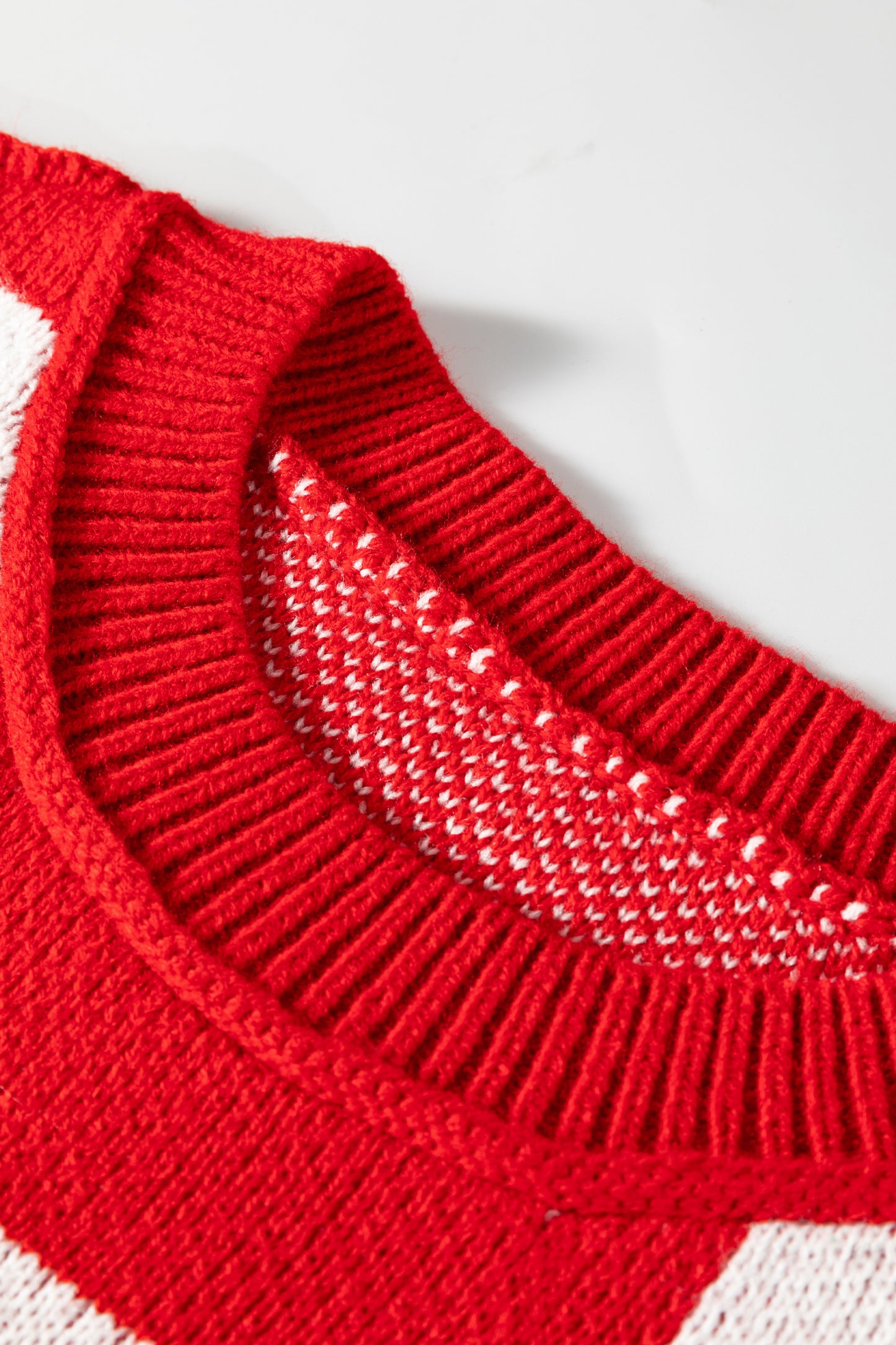 Fiery Red Checkered Bishop Sleeve Sweater