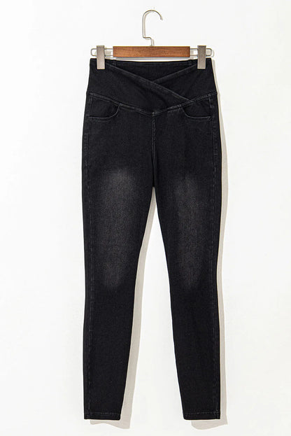 Black Arched Waist Stretchy Slim Fit Jeggings - Chic Meadow Boutique 