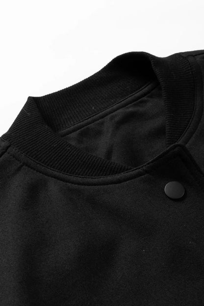 Black Big Pockets Baseball Collar Jacket - Chic Meadow Boutique 