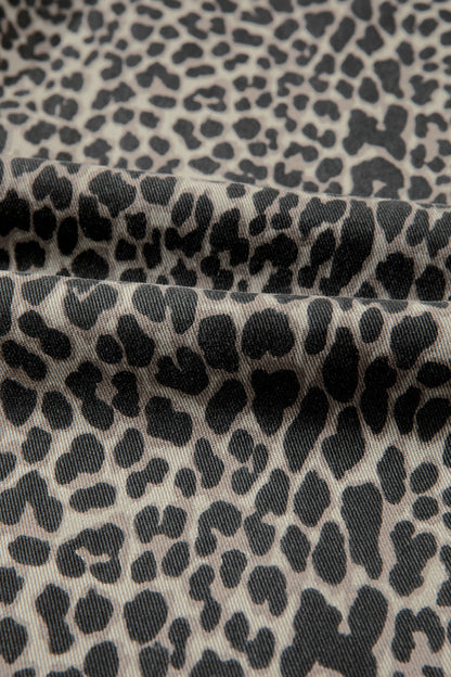 Black Leopard Print Wide Leg High Waist Jeans