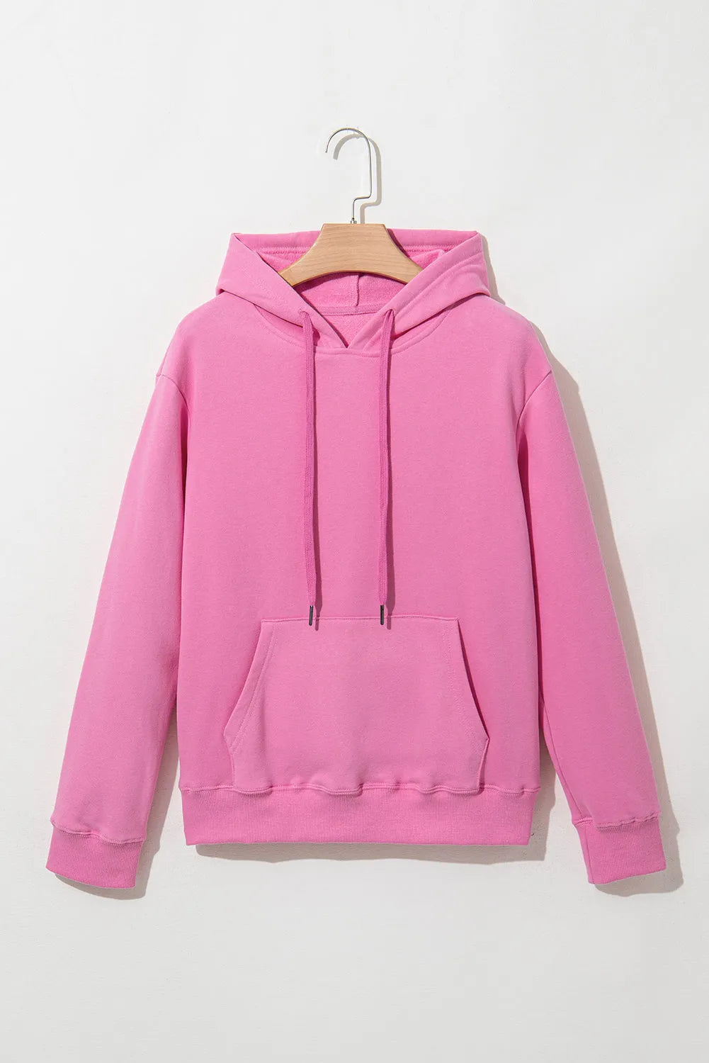 Bonbon Solid Color Fleece Lined Drawstring Hoodie with Pocket - Chic Meadow Boutique 