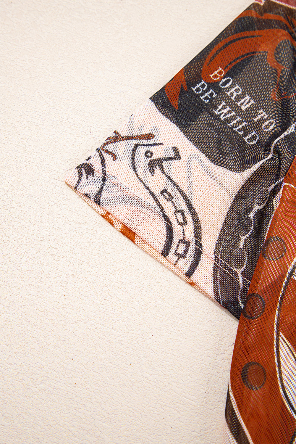 Brown Western Horseshoe Printed Mesh T Shirt