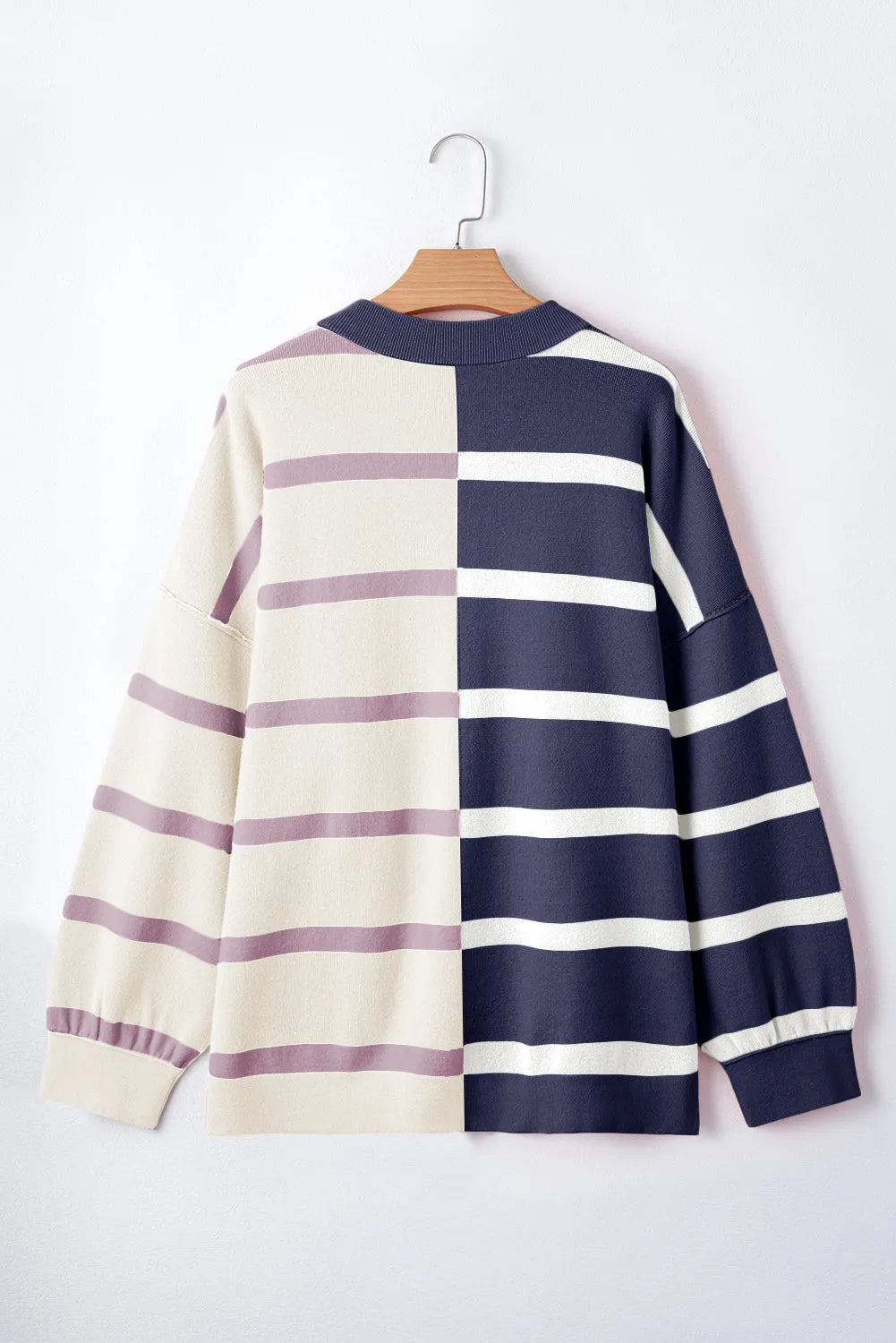 Blue Stripe Colorblock Oversized Sweater - Chic Meadow Boutique 