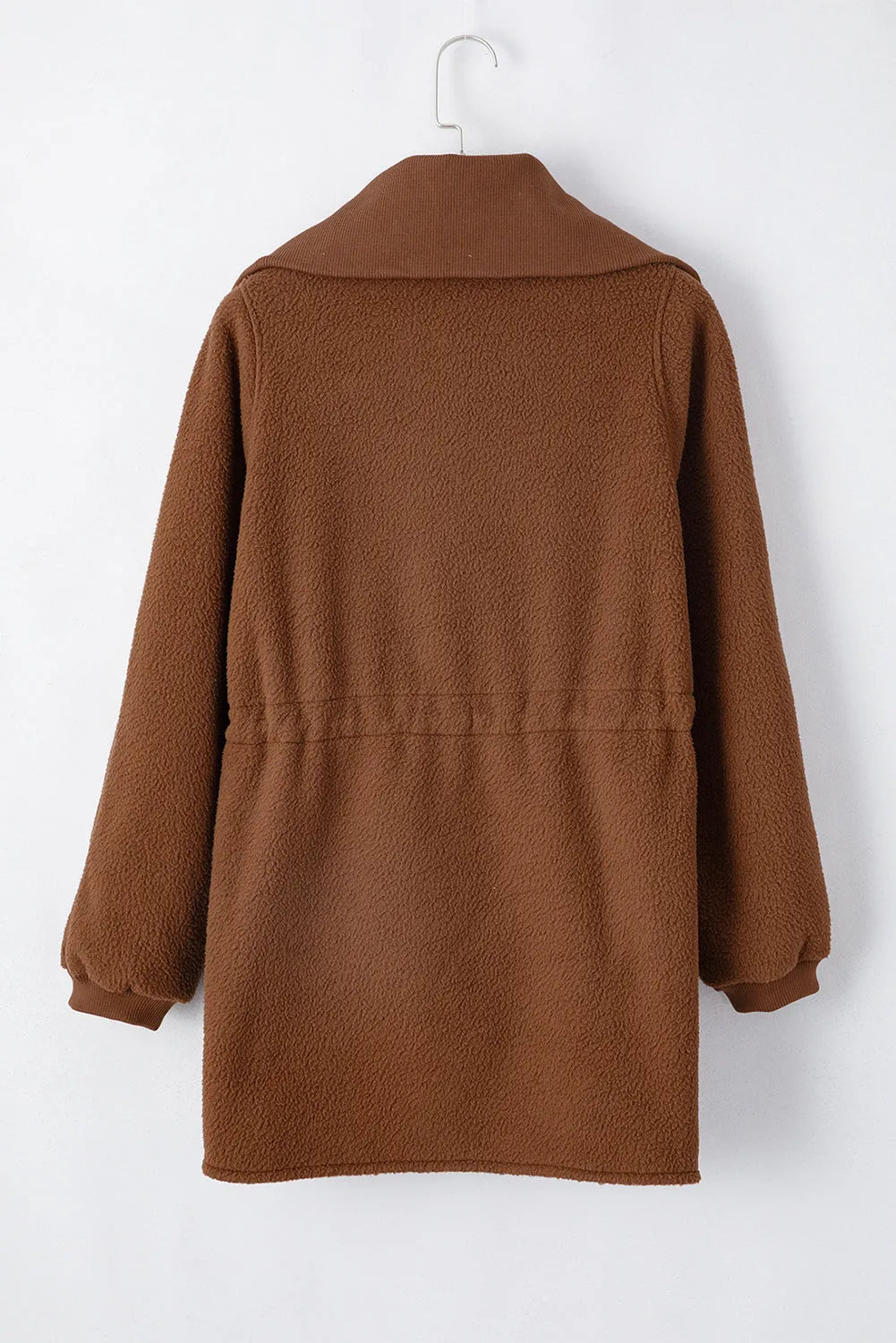 Brown Half Zip Fleece Pullover Sweatshirt - Chic Meadow Boutique 