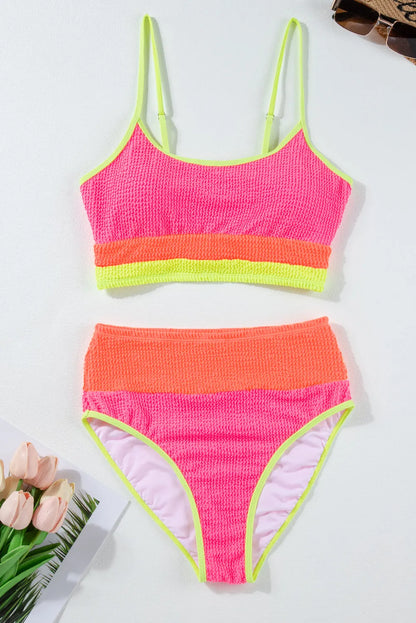 Bonbon Color Block High Waisted Sexy Bikini Set - Chic Meadow Boutique 