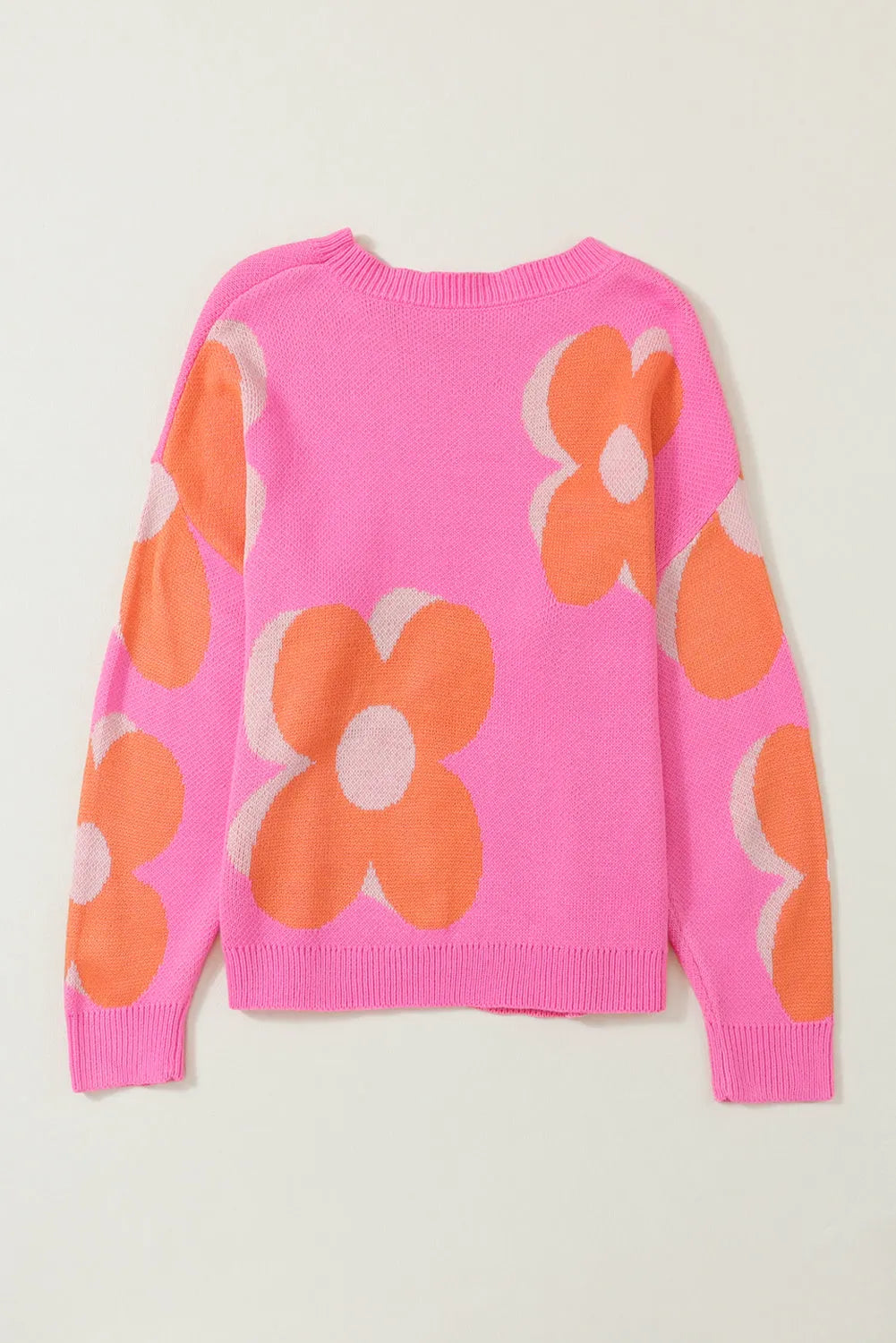 Flower Pattern Slouchy Sweater - Chic Meadow Boutique 