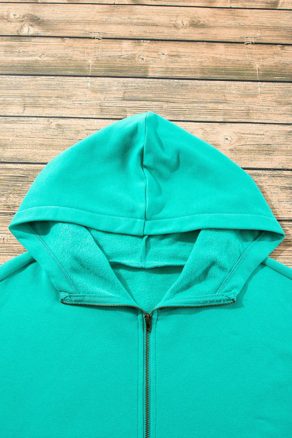 Aruba Blue Fleece Lined Half Zipper Kangaroo Pockets Loose Hoodie - Chic Meadow Boutique 