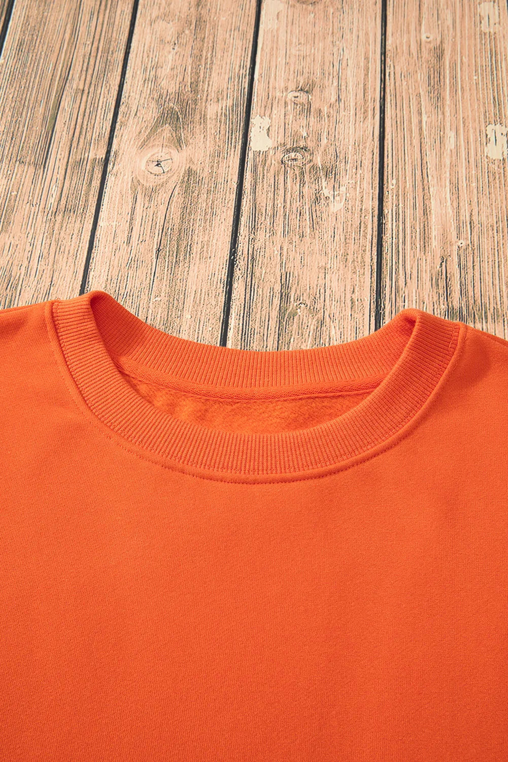 Russet Orange Solid Fleece Lined Drop Shoulder Terry Sweatshirt - Chic Meadow Boutique 